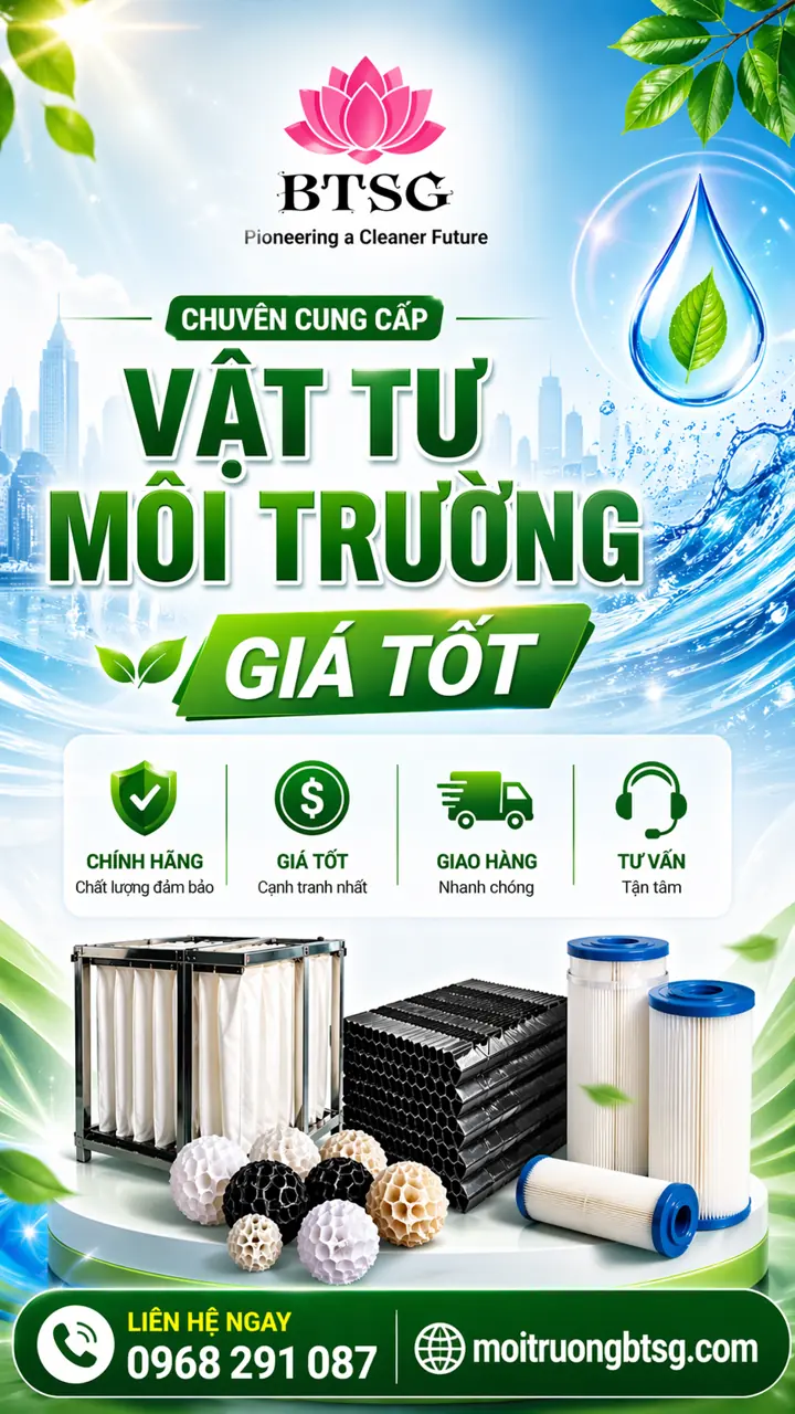 Chuyên cung cấp vật tư môi trường giá tốt BTSG - màng lọc MBR, giá thể vi sinh, tấm lắng lamen